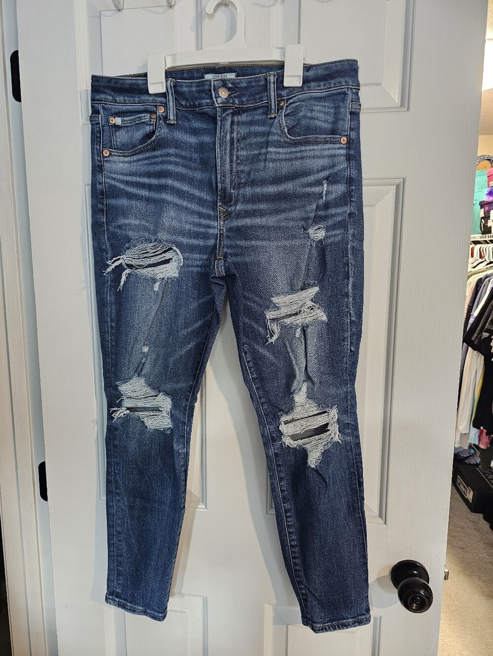 American Eagle Premium High-Rise Distressed Women's Denim Jeans-size 14S